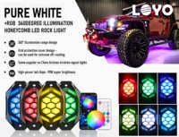 Super lumineux IP67 étanche 4 cosses contrôle les dents bleues RGB LED Rock Light pour camion ATV UTV tout-terrain