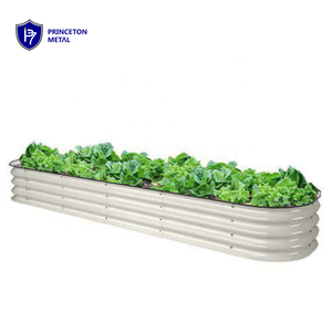 Lit de <span class=keywords><strong>jardin</strong></span> surélevé ovale <span class=keywords><strong>contemporain</strong></span> en aluminium avec panneaux modulaires pour la conception résidentielle urbaine, la terrasse sur le toit et l'aménagement paysager - Product Image 1