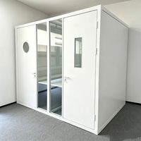 Cabine insonorisée mobile moderne pour bureau, avec porte en verre et structure en aluminium, pour diffusion en direct en extérieur, réduction acoustique du bruit STC30dB