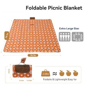 Roll up Mat Quilted Outdoor <b>Blanket</b> With Zipper Pocket and Carry Handle for <b>Picnic</b> Camping Travel - Product Image 2
