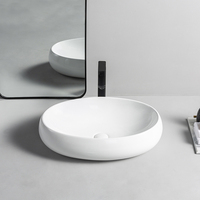 Articles sanitaires d'hôtel de luxe, lavabo de forme ovale, évier de salle de bain en céramique