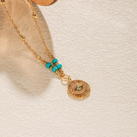 Bijoux fantaisie collier acier inoxydable Turquoise perles soleil Triangle étoile mauvais œil oeil qui voit tout pendentif colliers pour femmes