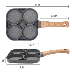Thân Thiện Với Môi 4-Lỗ Trứng Poacher Omelette <span class=keywords><strong>Pan</strong></span> Bền Nhôm Cuộn Chiên Gấp Đồ Nấu Nướng Đặt Bakelite Cho Gas Nướng Mẫu - Product Image 2