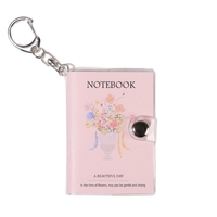 Buku Catatan Mini Motif Bunga Gantungan Kunci PVC dengan Penutup Logam untuk Hadiah dan Penggunaan Sekolah