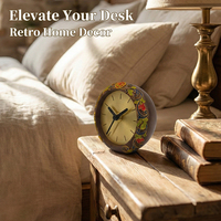 Horloge en bois de noyer émaillée cloisonnée, style classique fait main, horloge de table ronde pour la décoration de la maison, cadeaux pour le Nouvel An et les mariages