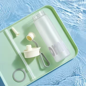 Omni Plastic Water <b>Bottle</b> With Strap Push Button Lid Bpa Free Minimalist Design For Outdoor <b>Travel</b> Hiking Unisex - Product Image 4