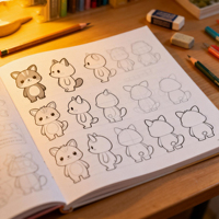 Livre de coloriage avec de jolis personnages de dessins animés pour enfants, filles et garçons, pages à colorier artistiques