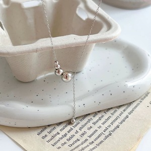 Collar de cuentas redondas de plata de ley S925 para mujer, cadena de 405 cm, uso diario, diseño indie de lujo - Product Image 2