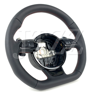 Volant en cuir perforé pour <span class=keywords><strong>Audi</strong></span> A3 RS3 <span class=keywords><strong>A4</strong></span> RS4 A5 RS5 2018 2021 <span class=keywords><strong>2022</strong></span> 2023 2024 Rouge personnalisé en cuir lisse - Product Image 2
