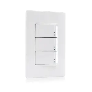 US Type Electrical Switch 3 Gang 10A Light Switch White PC Panel Wall Power Switch