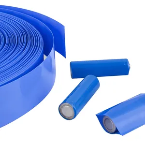 Tubo retrátil de PVC em estoque, manga de isolamento de 100 mm para acessórios de bateria, tubo termorretrátil azul