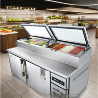 Réfrigérateur de présentation en acier inoxydable de haute qualité pour la préparation de pizzas, de salades et de sandwichs, sans portes, à température constante de 2 à 8 °C