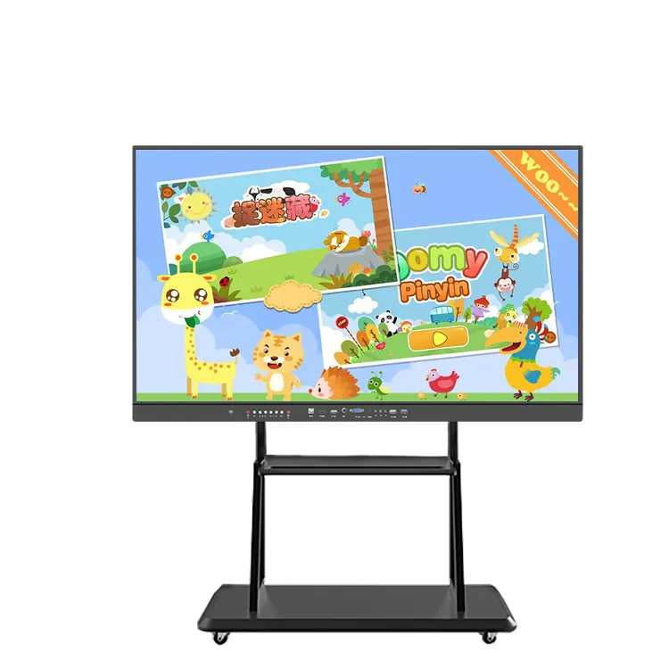Tv intelligente de 65 pouces avec écran LCD 4K à roues portables tableau blanc interactif pour l'éducation des classes d'école