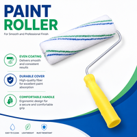 Rouleau de peinture industriel en polyester rayé, manche en plastique, personnalisable, OEM, vente en gros