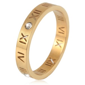 yunnique <b>Titanium</b> Steel <b>Ring</b> Women Roman Numerals 18K Rose Gold Diamond Set Fashion Jewelry Gift - Product Image 1