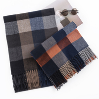 Écharpe d'hiver pour homme en polyester 100% à carreaux longs et simples, nouvelle collection 2023, écharpe simple et chaude