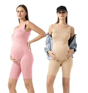 Hot Tummy Controle Sem Costura Maternidade Yoga Desgaste Macacão Seamless Shapewear Tanque Tops Shorts Bodysuit Romper Para As Mulheres Grávidas