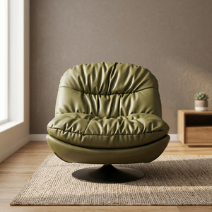 Modern Olive Green PU Leather Egg Chair with 360 Degree Swivel Base for Living Room Furniture - Product Image 4