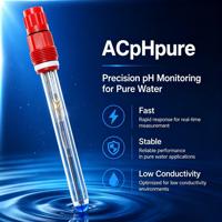 Capteur de pH à faible conductivité pour la surveillance en ligne du processus d'eau d'alimentation des chaudières d'usines électriques, 0-80 °C, eau pure, OEM ODM