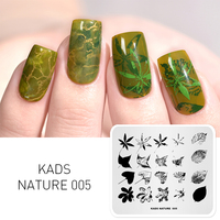 Plaque de stamping pour ongles rectangulaire en acier inoxydable souple, durable, motif Forêt Naturelle, marque KADS, 49 motifs, logo personnalisé professionnel