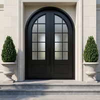 Porte d'entrée extérieure en fer forgé à double battant, modèles de portes d'entrée