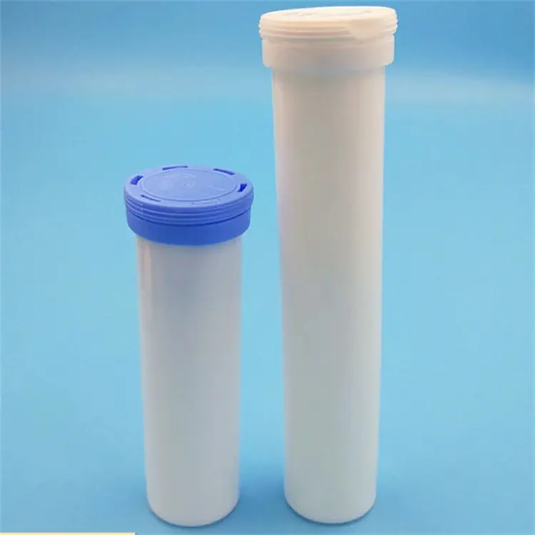 Portable 40ml PE Screen Printing Surface Cylinder Plastic Effervescent Bottle for Chewing Gum & Candy with Desiccant Cap