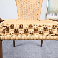 Cour cadre en bois osier acier maison rotin bambou bras chaise de salle à manger rotin métal empilable