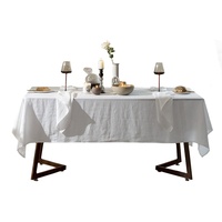 Nappe de table rectangulaire longue en lin pur, faite à la main, couleur unie, style nordique, personnalisable, lavable, pour table à manger, vente en gros