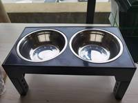 Gamelle anti-glouton pour animaux de compagnie, support surélevé réglable en hauteur, gamelle double surélevée en acier inoxydable pour chats et chiens