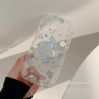 Coque de téléphone PC transparente avec motif floral et support magnétique pour iPhone 16 Pro Max 15 14 13 12 11, étanche et antichoc, mignonne pour femme