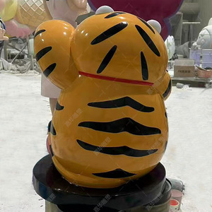 Escultura de Tigre de Dibujos Animados en Fibra de Vidrio, Decoración para Exteriores, Estatuas para Entrada de Edificios - Product Image 5