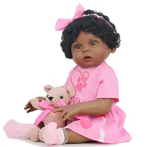 뜨거운 판매 중생 아기 현실적인 흑인 소녀 다시 태어난 진짜 피부 아기 인형