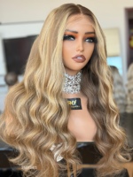 Stock usine SHY HAIR HD 13x5 Perruque Lace Front en cheveux humains ondulés naturels colorés de salon, avec dentelle HD, sans colle, vente en gros