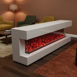 Mueble de <span class=keywords><strong>TV</strong></span> con Espejo de Madera Blanco y Soporte para <span class=keywords><strong>TV</strong></span> con Chimenea, <span class=keywords><strong>Muebles</strong></span> Elegantes para Sala de Estar con Espejo - Product Image 1