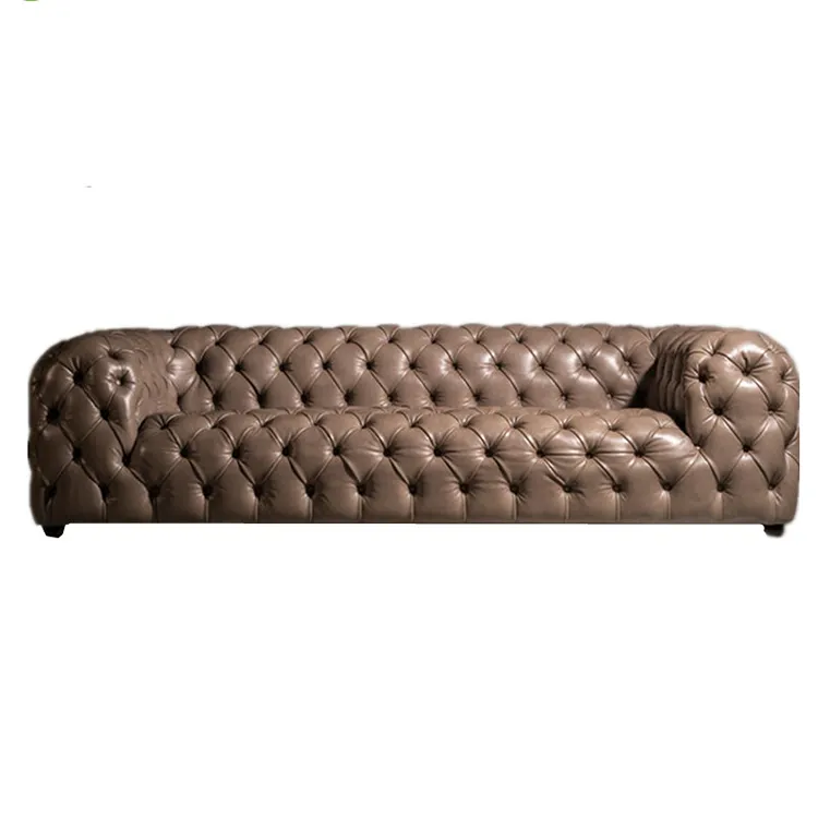 Коричневый классический диван, диван chesterfield, кожаный диван chesterfield R339