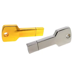 Gold key shape usb disk 128MB 1GB 2GB 4GB 8GB golden Key Shape Usb flash drive for Promotional gifts