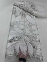100% Polyester vert dentelle tissu 3D perles brodées nouveau modèle pour robes de mariée vêtements pour enfants Textiles de maison accessoires