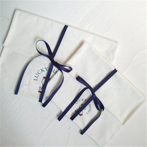 Chuanghua Custom Logo Printed Canvas Cotton Jewelry Pouch With Ribbon <b>Envelope</b> <b>Gift</b> Packaging Bag - Product Image 3