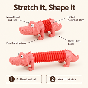 Jouet crocodile extensible à presser, jouet sensoriel anti-stress, tube pop crocodile pour enfants, cadeau de fête, jouet alligator - Product Image 3