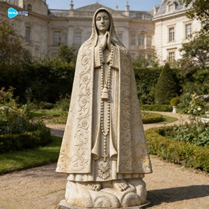 Estatua de Nuestra Señora de Fátima de Mármol Religiosa Hecha a Mano con Diseño Asiático para Villa y Jardín - Product Image 3