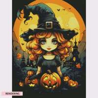 R-DP008 décor à la maison toile peintures mosaïque mur Art 5D bricolage Halloween sorcière diamant peinture Kit