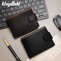 Dompet pendek pola Lychee pria, lintas batas sederhana dompet koin Slot Multi kartu kancing magnetik penutupan terbuka poliester
