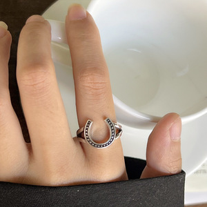 Wholesale - High Quality Minimalist <strong>Wedding</strong> Copper Open Ring <strong>Horseshoe</strong> Designs Unique Silver Plated Western Cowboy Style Unisex - Product Image 3