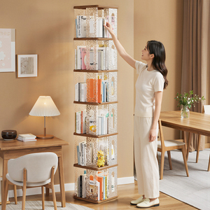 <strong>Small</strong> Multi-Layer Bookcase Storage Rack Spin Removable Plastic Stackable <strong>Bookshelf</strong> Functional Floor Book Storage Unit BT-409 - Product Image 2
