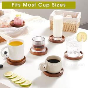 Juego de posavasos de madera redondos de color sólido, alfombrilla aislante del calor para el hogar, sala de estar, dormitorio, mesa de comedor - Product Image 3
