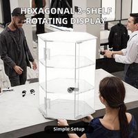 Exhibidor de Acrílico para Relojes y Anillos, Hexagonal, con 3 Estantes, Base Giratoria con Cierre, Moderno y Ecológico