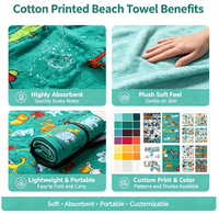New Fashion Style Custom Printed Soft Eco-Friendly Absorbent 100% Cotton Sand Free Compressed Beach Towel