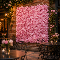 Mur de fleurs artificielles enroulable Rose Rose, toile de fond en plastique, décor floral mixte fait main pour mariage, fête, événement