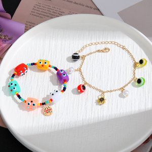 Evil Eye Monster <b>Beaded</b> <b>Bracelet</b> Mixed Color Cartoon Animal Zodiac Unisex Gift Jewelry - Product Image 1