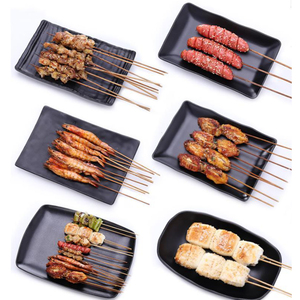 Assiette à dîner en mélamine noire givrée, vaisselle de table, pique-nique, barbecue, assiette à collation, assiette à sushi, vaisselle créative - Product Image 5